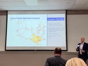 Fort Bend Regional Partnership Meeting. Mainline Texas Industrial Park Meeting Slide about The Union Pacific Railroad Company