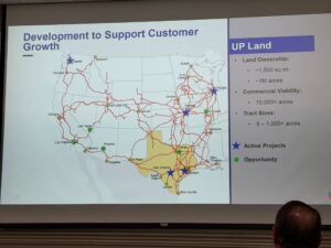 Fort Bend Regional Partnership Meeting. Mainline Texas Industrial Park Meeting Slide about Development to support growth